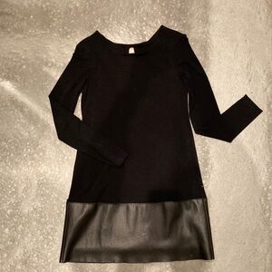 Versatile Black Knit and Vegan Leather Shift Dress